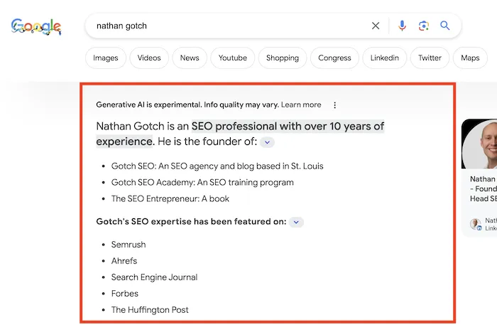 Google SGE Example