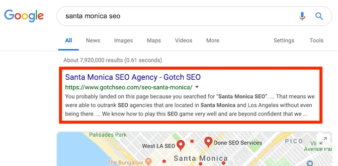 Santa Monica SEO Example