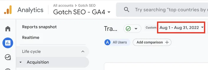 Google Analytics 4 date selection