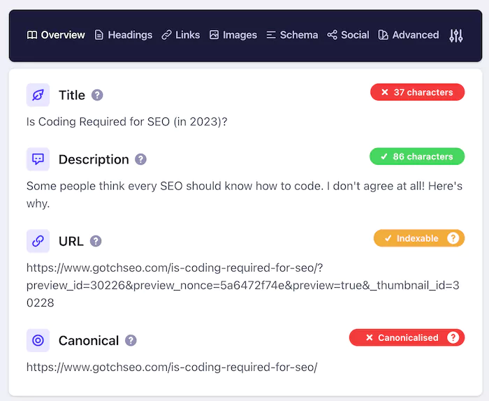 Detailed SEO Chrome extension