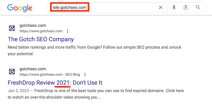 Site search command example