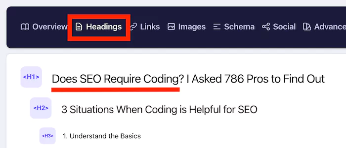 HTML heading structure