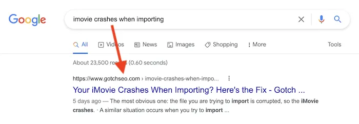Ranking #1 example for focused content